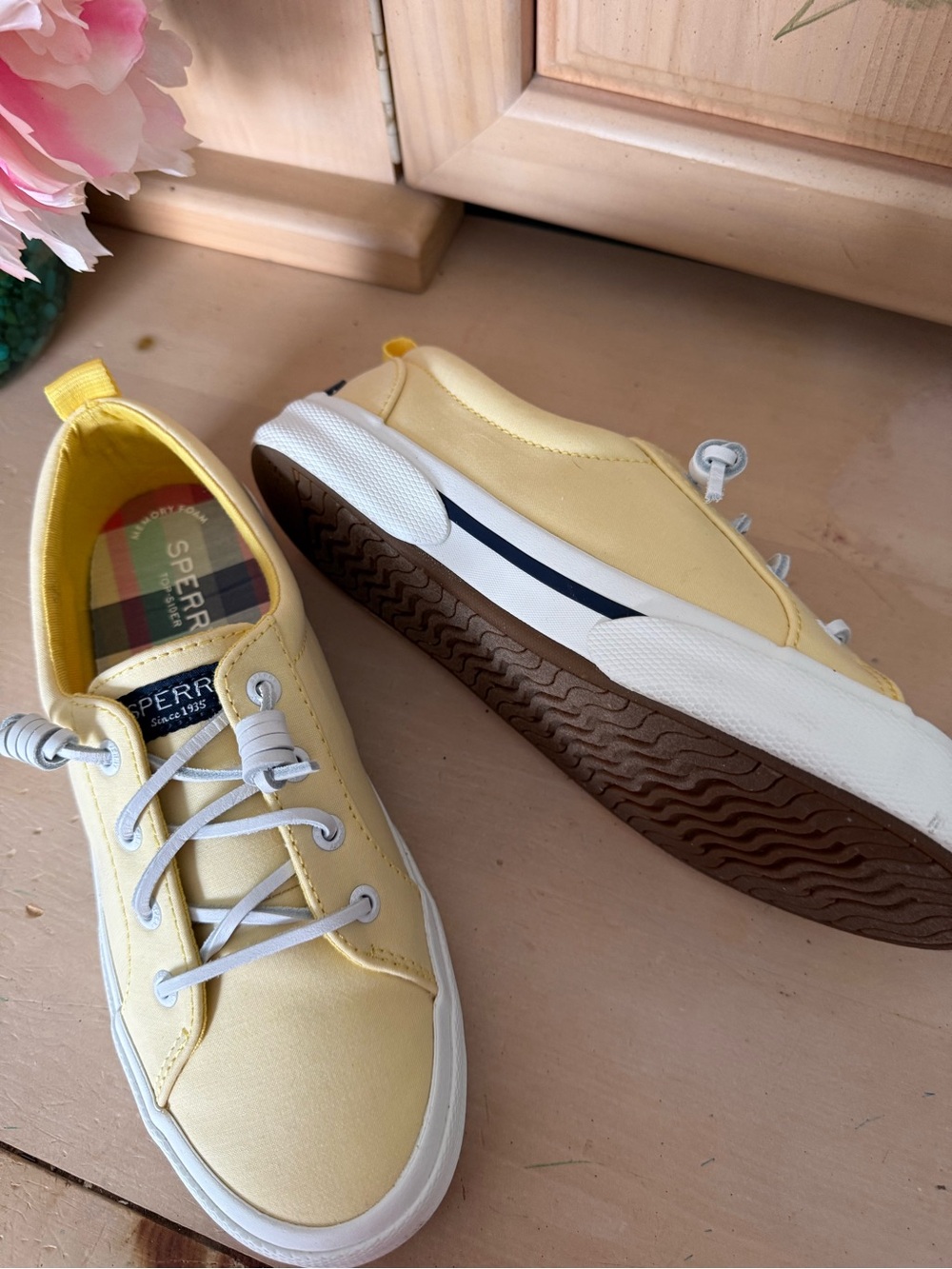 Sperry Women’s Yellow Canvas Slip-On Boat Shoes